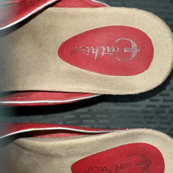 EARTHIES Tropez Suede FLOWER Wedge MULES Size 9 - Picture 5 of 5